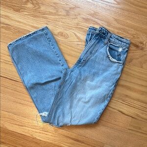 Abercrombie & Fitch Blue Straight Jeans with Distressed Details